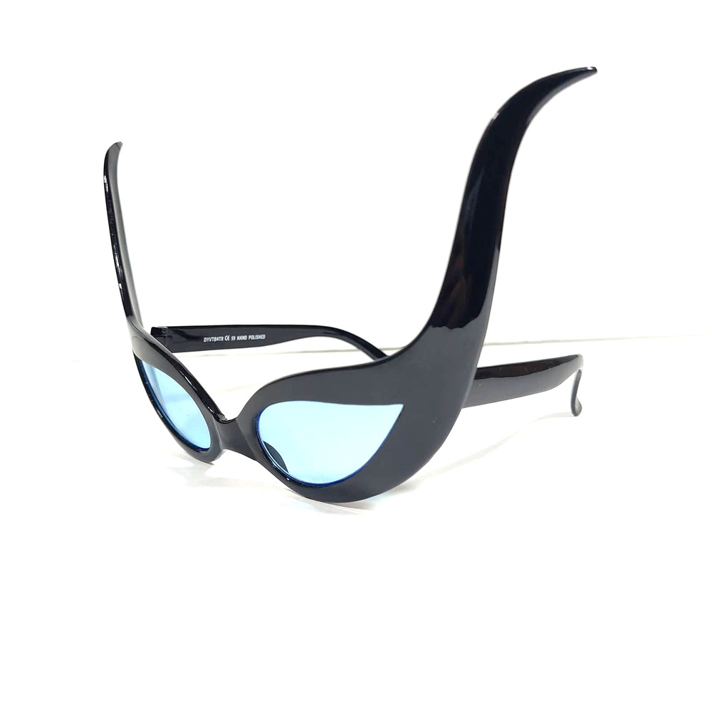 DYCE DYVTBATR Hand Polished Black Frames Blue Lens Cat Woman Party Sunglasses